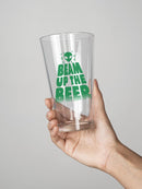 Beam Up The Beer Pint Glass -SmartPrintsInk Designs
