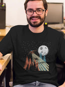 Ufo And Moon T-shirt -SmartPrintsInk Designs