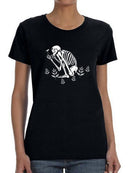 Skeleton Holding A Flower Shaped T-shirt -SmartPrintsInk Designs