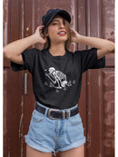 Skeleton Holding A Flower Shaped T-shirt -SmartPrintsInk Designs