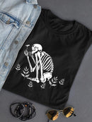 Skeleton Holding A Flower Shaped T-shirt -SmartPrintsInk Designs