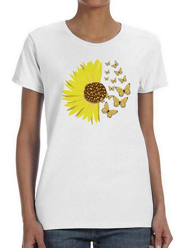 Sunflower Butterflies Shaped T-shirt -SmartPrintsInk Designs