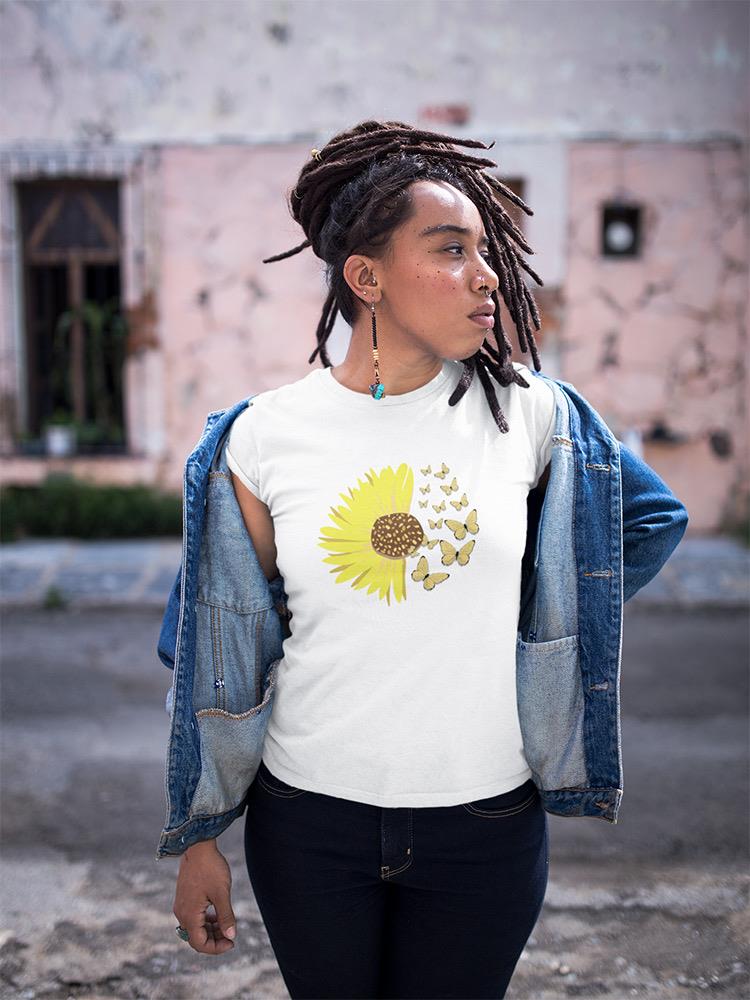 Sunflower Butterflies Shaped T-shirt -SmartPrintsInk Designs