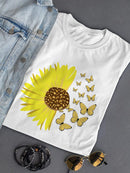 Sunflower Butterflies Shaped T-shirt -SmartPrintsInk Designs