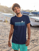 Boat In Pattern Waves T-shirt -SmartPrintsInk Designs