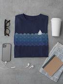 Boat In Pattern Waves T-shirt -SmartPrintsInk Designs