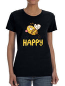 Happy Bee Shaped T-shirt -SmartPrintsInk Designs