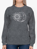 Sun And Crescent Moon Sweatshirt -SmartPrintsInk Designs