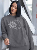 Sun And Crescent Moon Sweatshirt -SmartPrintsInk Designs
