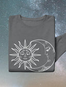 Sun And Crescent Moon Sweatshirt -SmartPrintsInk Designs