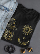 Sun And Moon Icons Shaped T-shirt -SmartPrintsInk Designs