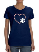 Heart With Paw Shaped T-shirt -SmartPrintsInk Designs