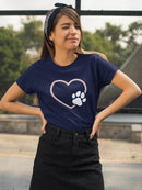 Heart With Paw Shaped T-shirt -SmartPrintsInk Designs
