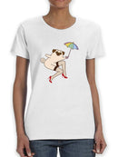 Funny Pug With Umbrella Shaped T-shirt -SmartPrintsInk Designs