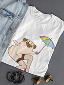 Funny Pug With Umbrella Shaped T-shirt -SmartPrintsInk Designs