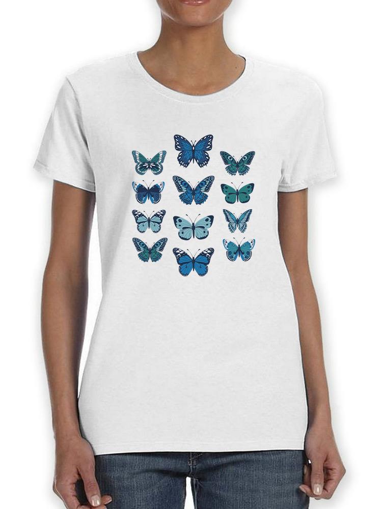 Blue Colored Butterflies Shaped T-shirt -SmartPrintsInk Designs