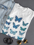 Blue Colored Butterflies Shaped T-shirt -SmartPrintsInk Designs