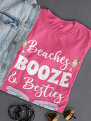 Beaches Booze And Besties Shaped T-shirt -SmartPrintsInk Designs