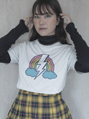 Clouds, Rainbow And Lightning Shaped T-shirt -SmartPrintsInk Designs