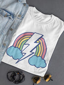 Clouds, Rainbow And Lightning Shaped T-shirt -SmartPrintsInk Designs