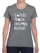 Coffee Teach Inspire Repeat T-shirt -SmartPrintsInk Designs