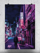 Neon Street At Night Wall Art -SmartPrintsInk Designs