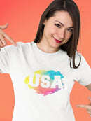 Usa Colorful Shaped T-shirt -SmartPrintsInk Designs