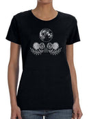 Dandellions And The Moon Shaped T-shirt -SmartPrintsInk Designs