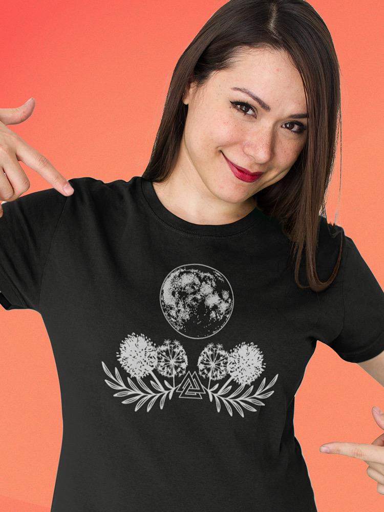 Dandellions And The Moon Shaped T-shirt -SmartPrintsInk Designs