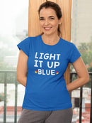 Light It Up Blue! Shaped T-shirt -SmartPrintsInk Designs