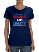 Cookouts, Sunshine And Liberty Shaped T-shirt -SmartPrintsInk Designs