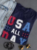 Usa All Day Shaped T-shirt -SmartPrintsInk Designs