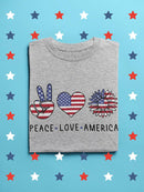 Peace Love And America Shaped T-shirt -SmartPrintsInk Designs