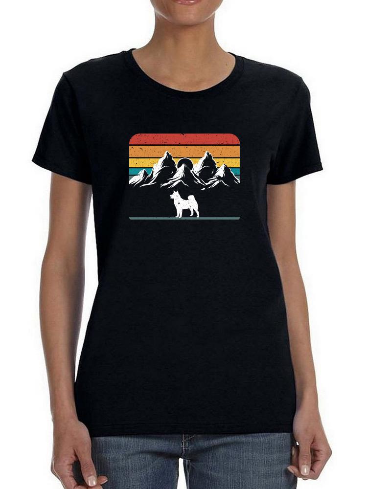 Dog And Mountains Shaped T-shirt -SmartPrintsInk Designs