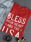 Bless Your Heart And The Usa Shaped T-shirt -SmartPrintsInk Designs