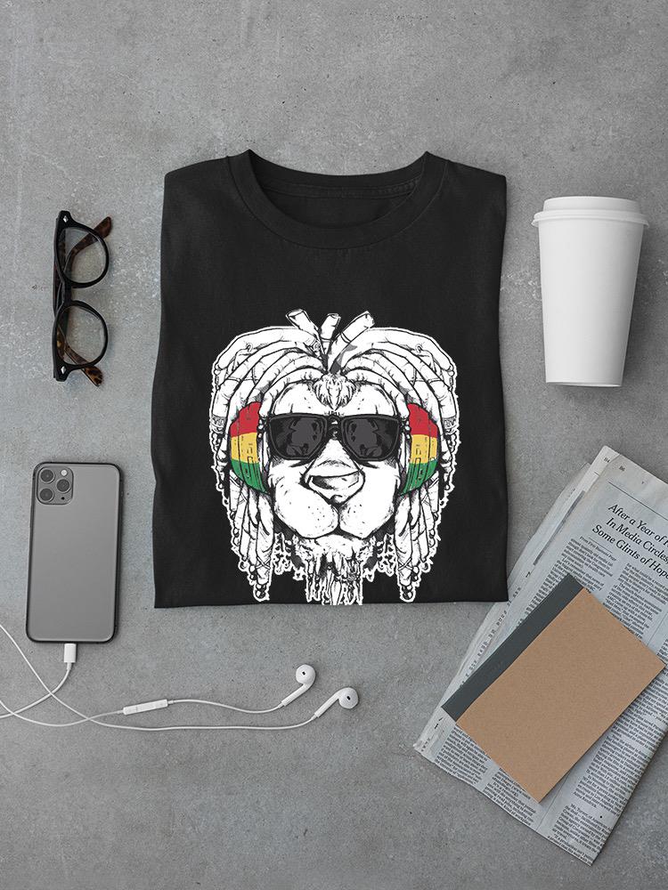 Dreads Lion With Headphones T-shirt -SmartPrintsInk Designs