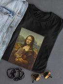 Mona Lisa With A Cat T-shirt -SmartPrintsInk Designs