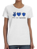 Peace Love Back The Blue Shaped T-shirt -SmartPrintsInk Designs
