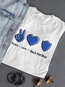 Peace Love Back The Blue Shaped T-shirt -SmartPrintsInk Designs