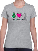Peace Love And Nursing Shaped T-shirt -SmartPrintsInk Designs