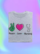 Peace Love And Nursing Shaped T-shirt -SmartPrintsInk Designs