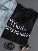 Music Makes Me Happy Shaped T-shirt -SmartPrintsInk Designs