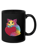 Colorful Cat And A Heart Mug -SmartPrintsInk Designs