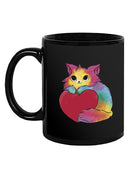 Colorful Cat And A Heart Mug -SmartPrintsInk Designs