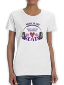 Music Heart Beats Quote Shaped T-shirt -SmartPrintsInk Designs
