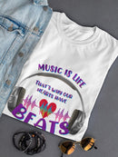 Music Heart Beats Quote Shaped T-shirt -SmartPrintsInk Designs