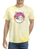 Ramen Neko Bowl Faded Art Tie Dye Tee -SmartPrintsInk Designs
