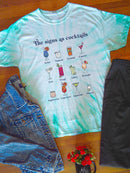 The Signs As Cocktails Tie Dye Tee -SmartPrintsInk Designs