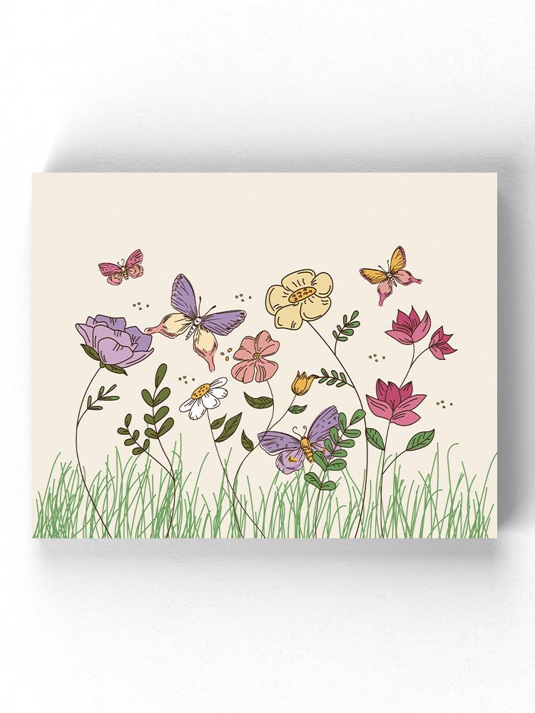 Flowers With Butterflies. Wall Art -SmartPrintsInk Designs