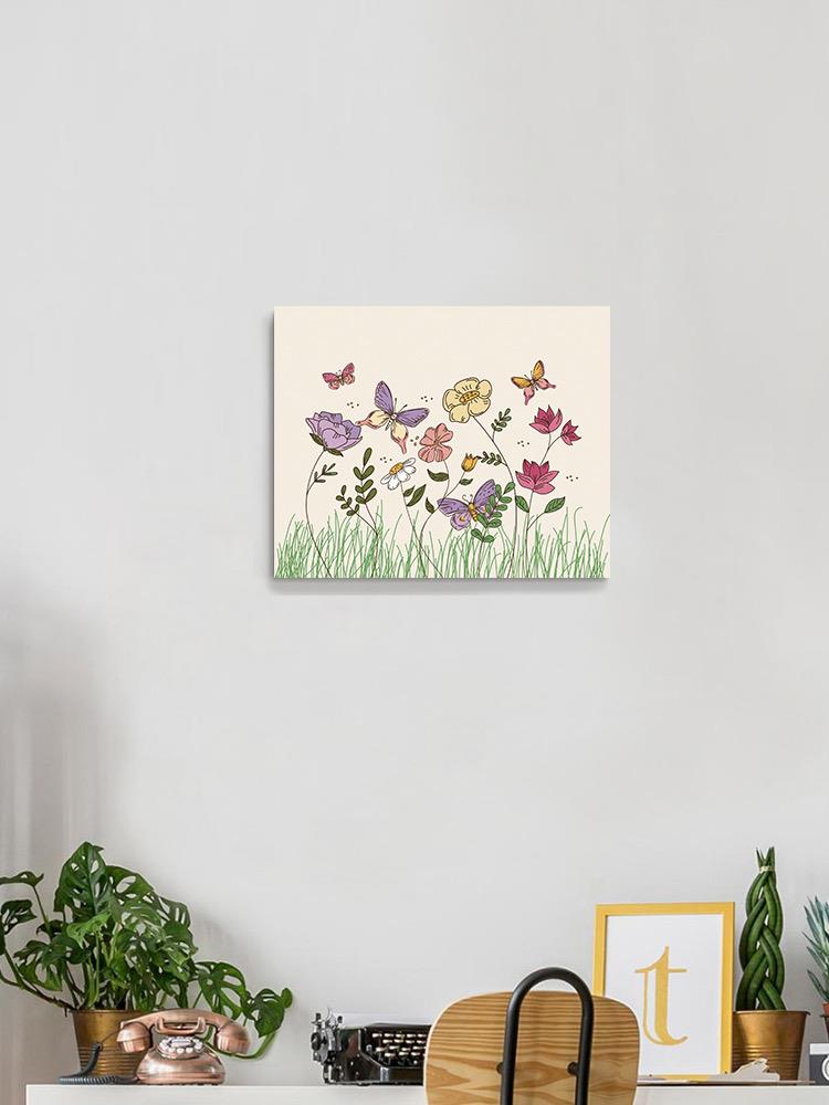 Flowers With Butterflies. Wall Art -SmartPrintsInk Designs